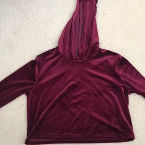 Cropped velvet hoodie